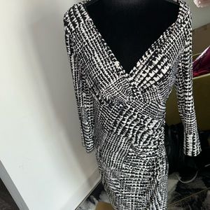 Lauren Ralph Lauren Black/White Wrap Detail Dress Size 10
